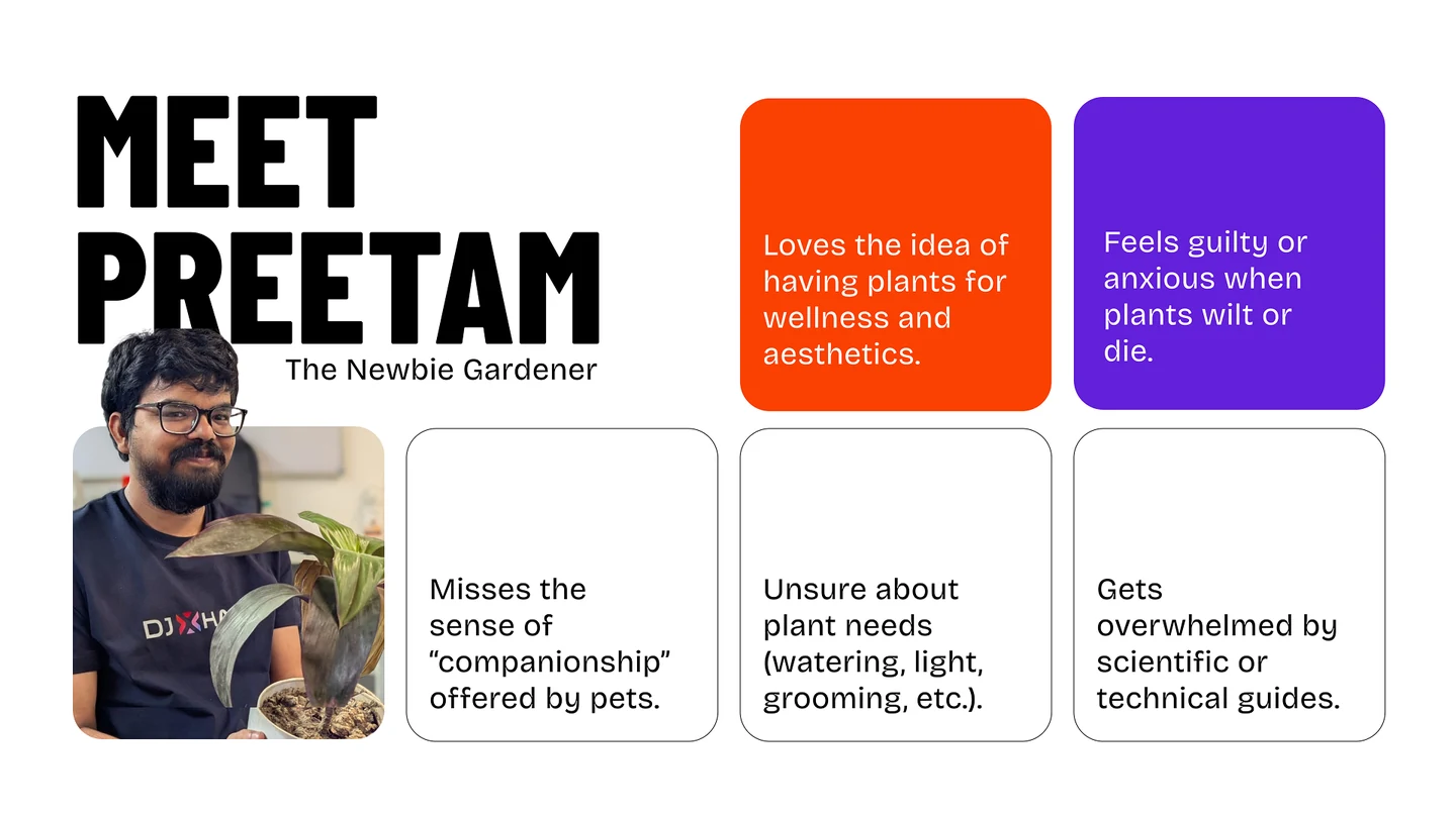 Preetam, the newbie gardener: the ChloroFeel user persona.